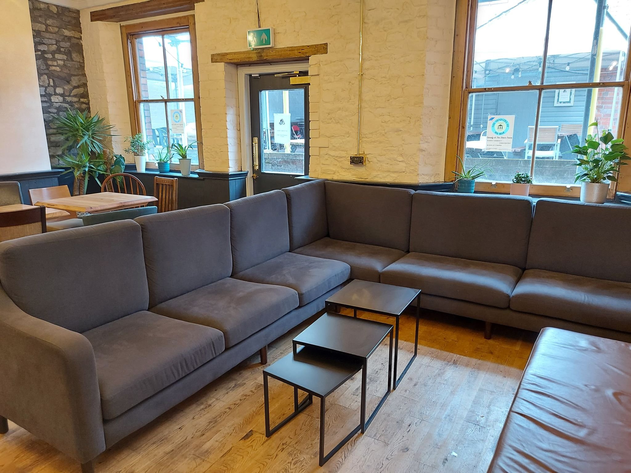Downstairs Event Space - Blue Corner Sofa 