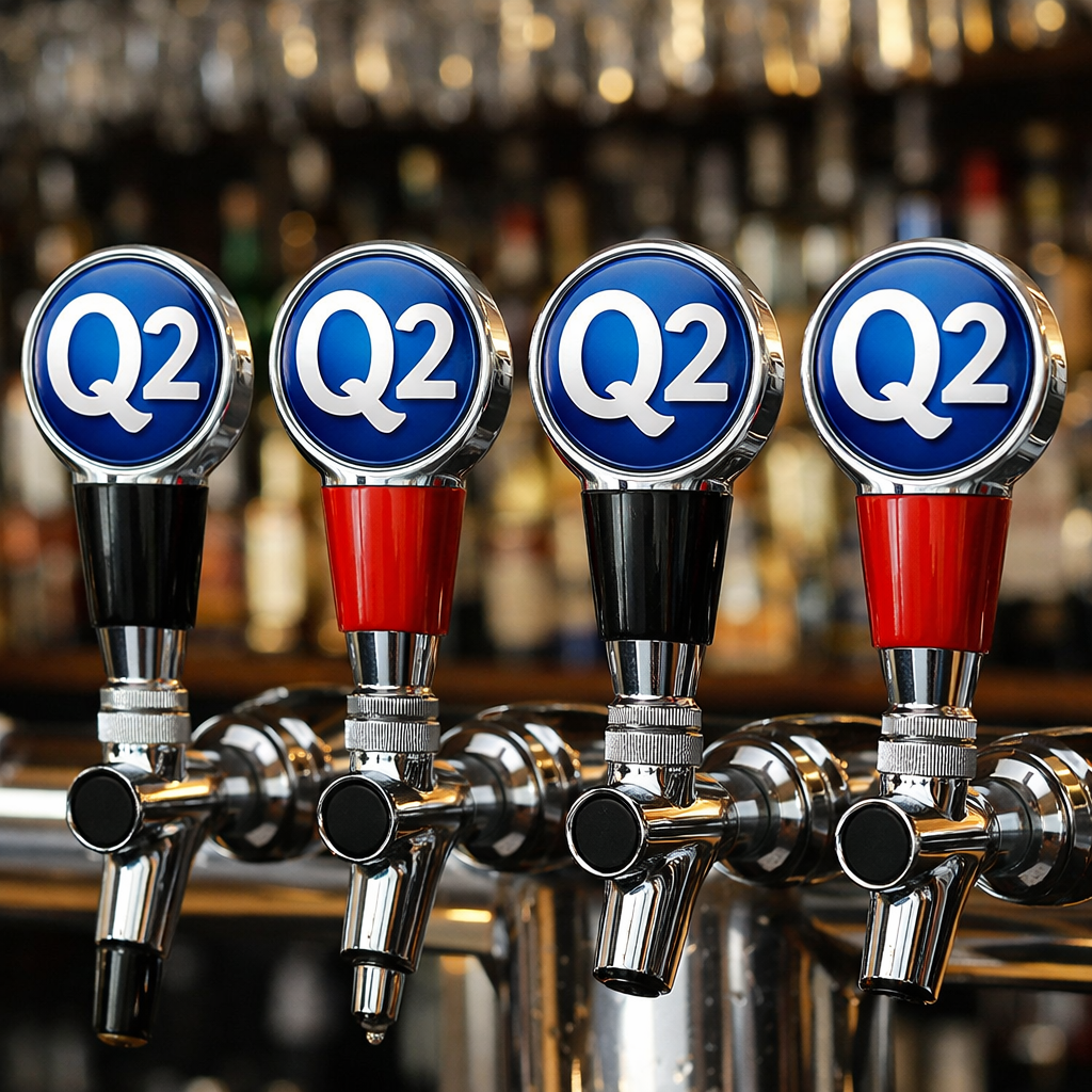 beer taps with Q2 on them