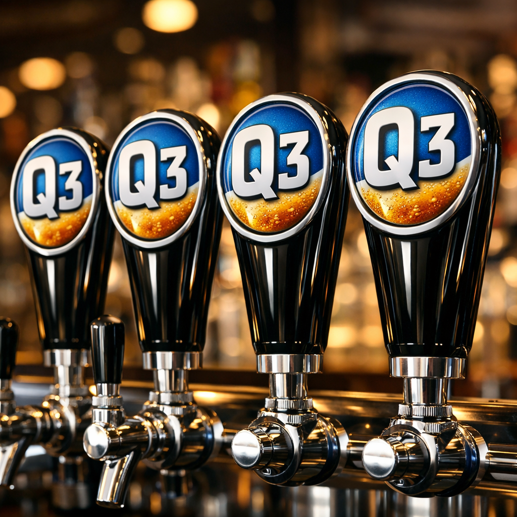 beer taps with Q3 on them 