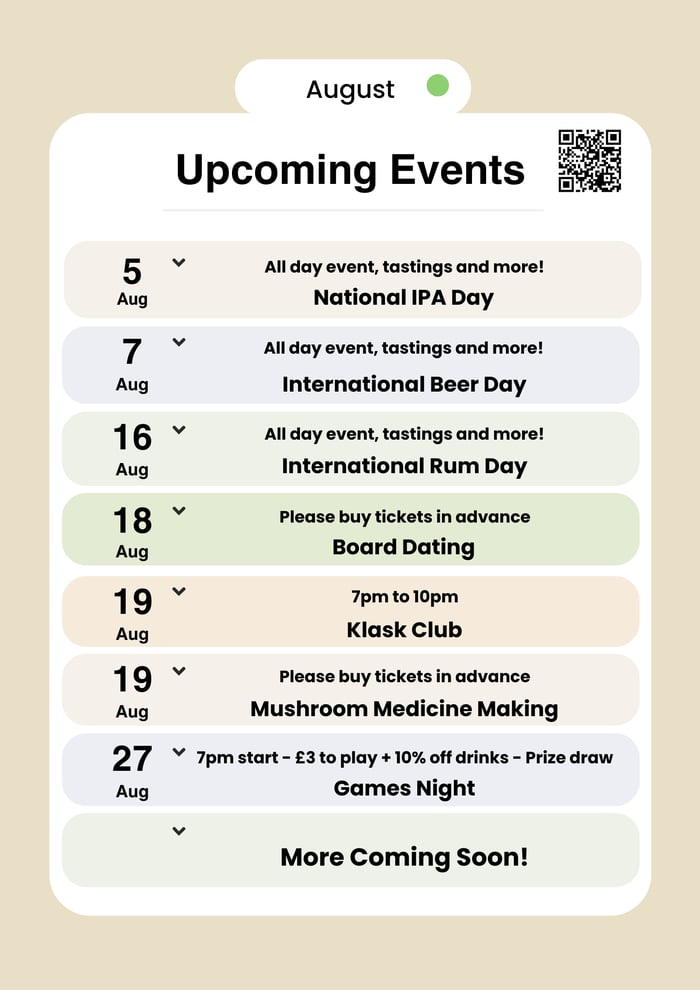 Upcoming Events Poster August